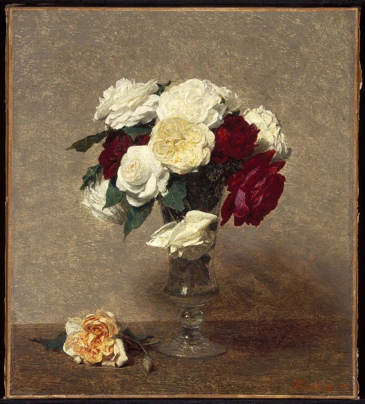Roses dans un vase en verre - Henri Fantin-Latour - Alpha Reproduction