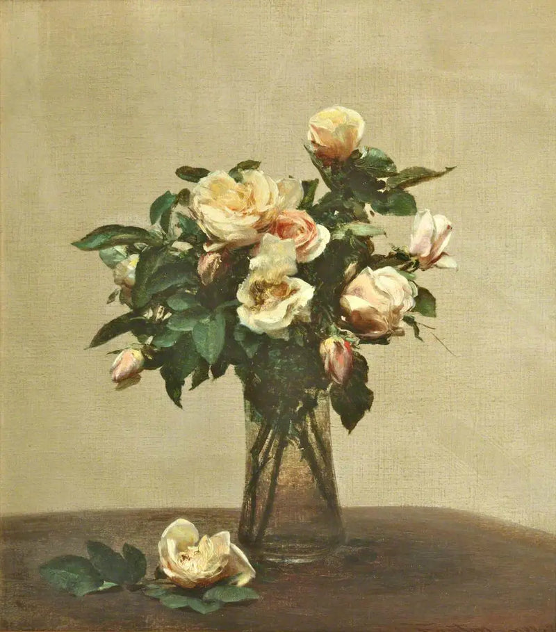 Cam vazo içinde güller - Henri Fantin-Latour