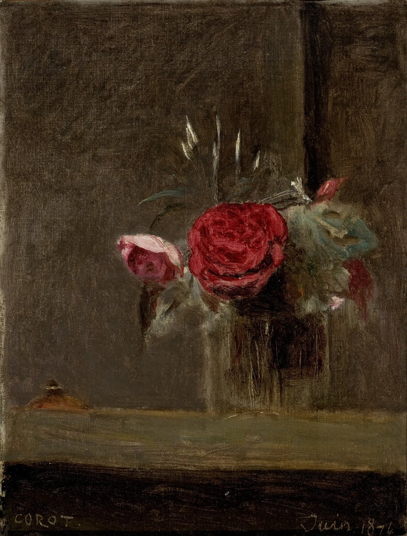Güller Bir Bardakta - Jean-Baptiste Camille Corot
