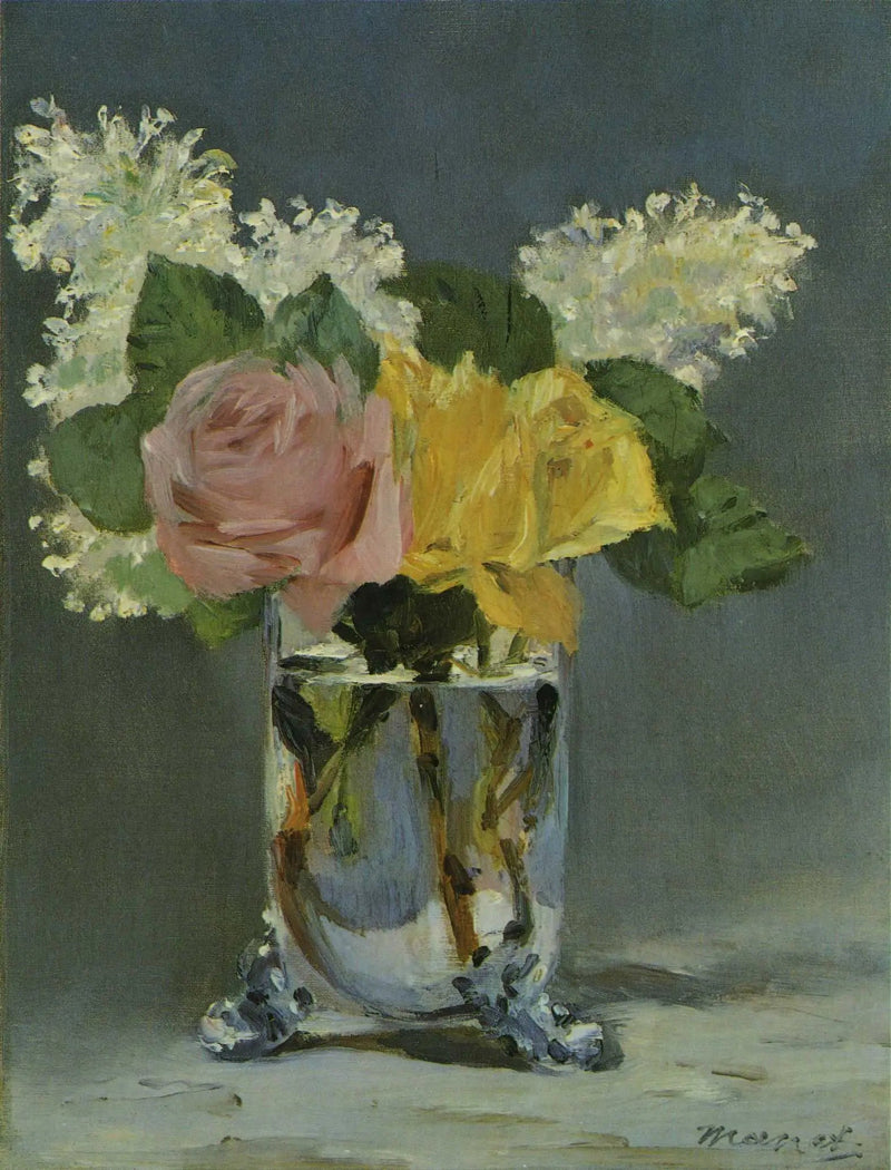 Bir vazoda güller ve leylaklar - Édouard Manet