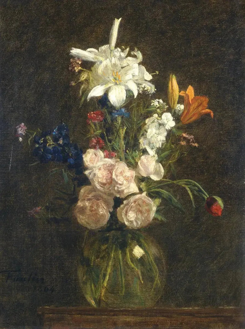 Güller ve zambaklar bir vazoda - Henri Fantin-Latour