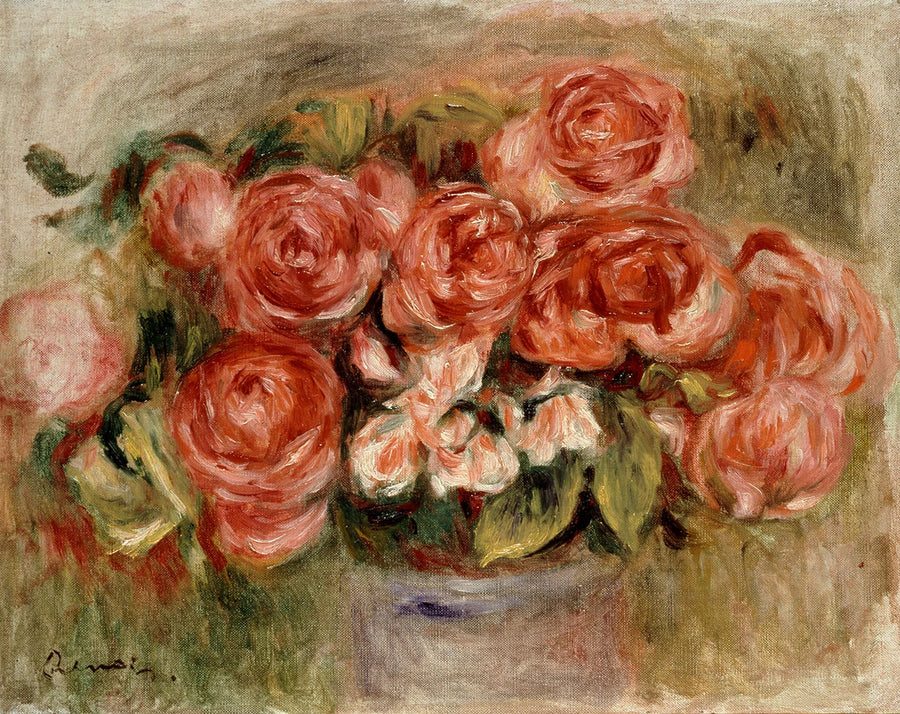 Bir vazoda güllerin natürmortü - Pierre-Auguste Renoir