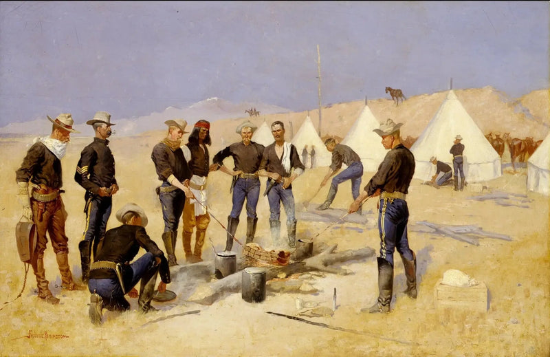 Frederic Remington - Noel Sığır Kızartması, Bir Süvari Kampında