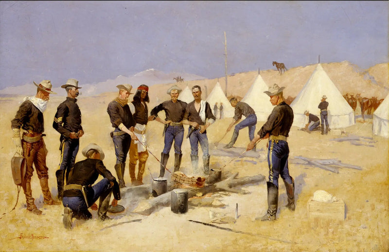 Frederic Remington - Noel Sığır Kızartması, Bir Süvari Kampında