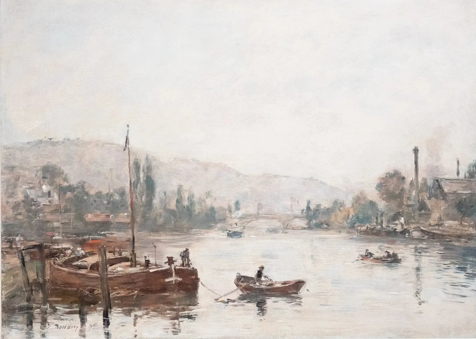 Rouen - La côte Sainte-Catherine, brume du matin - Eugène Boudin image 1 copie de tableau peinte à la main