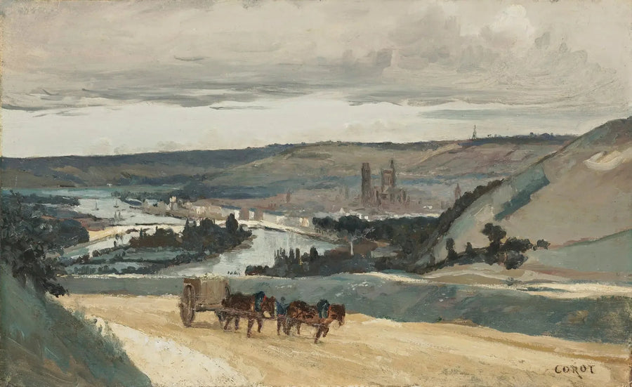 Rouen, şehri domine eden tepelerin görünümü - Jean-Baptiste Camille Corot