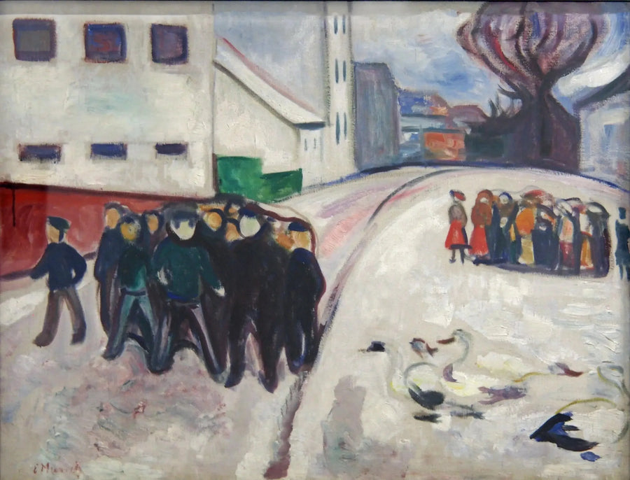 karla kaplı küçük bir kasabanın sokağı - Edvard Munch