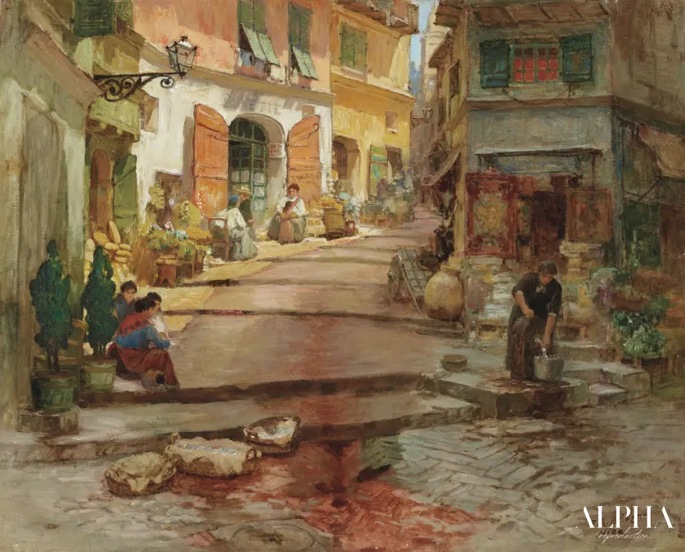 Rue Droite, dans le Vieux Nice - Frederick Arthur Bridgman - Reproductions de tableaux et peintures haut de gamme