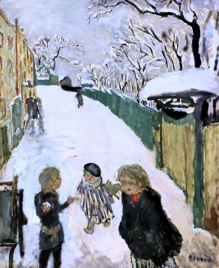 Kar Altındaki Sokak ve Çocuk Oyunları - Pierre Bonnard