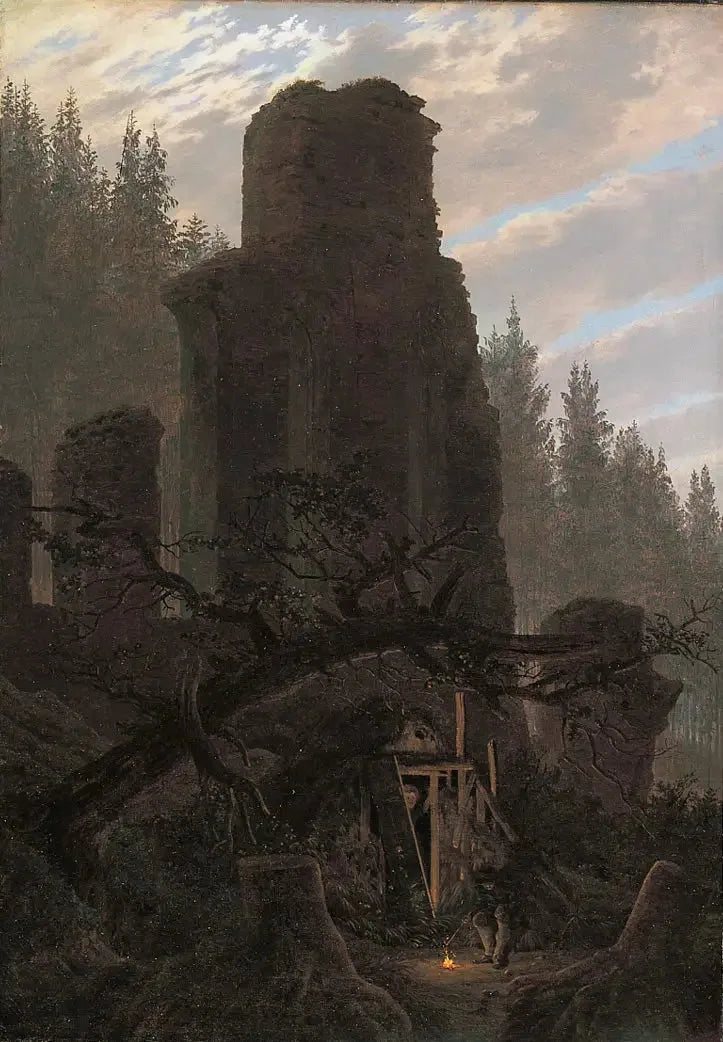 Alacakaranlıkta Harabeler (Ormandaki Kilisenin Harabesi) - Caspar David Friedrich