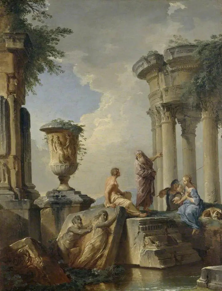 Vahiyler ve diğer figürlerle birlikte harabeler - Giovanni Paolo Panini