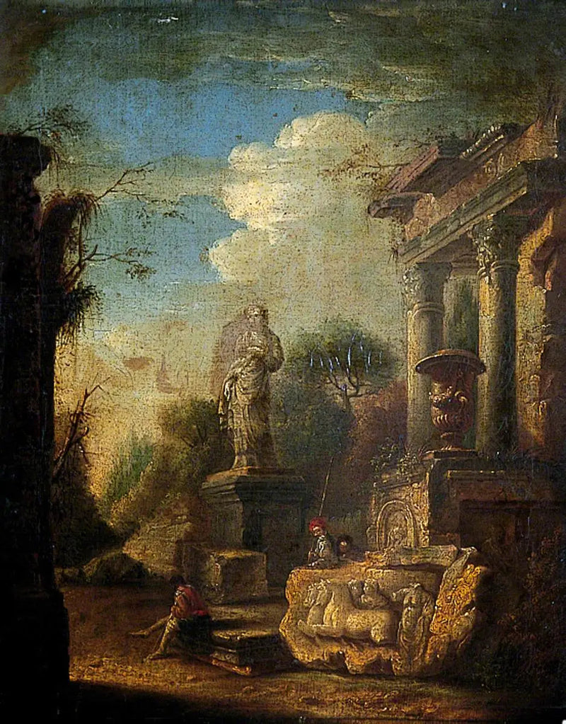 Harabeler ve bir heykel - Giovanni Paolo Panini