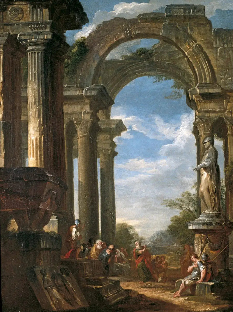 Bir peygamber vaaz ederken bir tapınağın kalıntıları - Giovanni Paolo Panini
