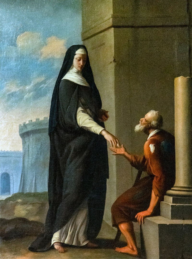 Karmelit kardeş hayırseverlik yaparken - Eustache Le Sueur