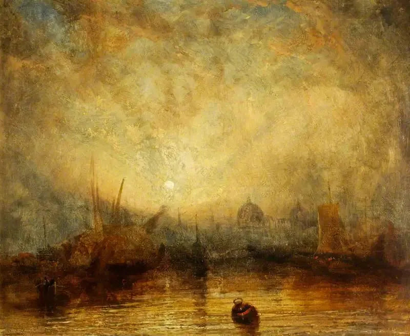 Günbatımında Yelkenli ve Diğer Gemiler, Bir Şehrin Kubbelerine Doğru (muhtemelen Venedik) - J. M. W. Turner
