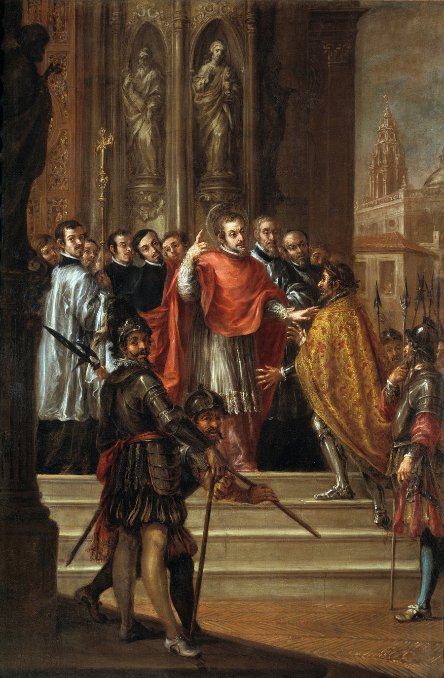 Aziz Ambrosius, İmparator Theodosius'u affediyor - Juan de Valdés Leal