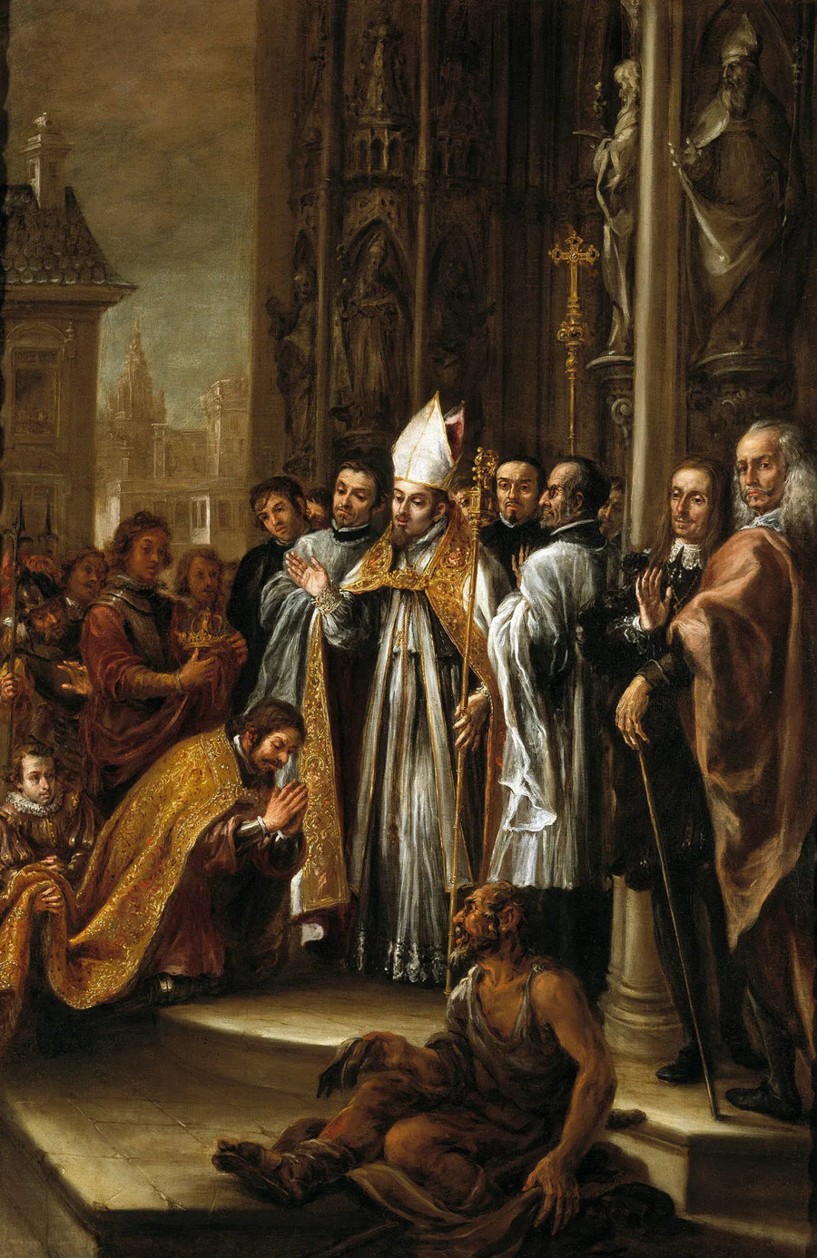 Saint Ambroise İmparator Theodose'u Afet eder - Juan de Valdés Leal