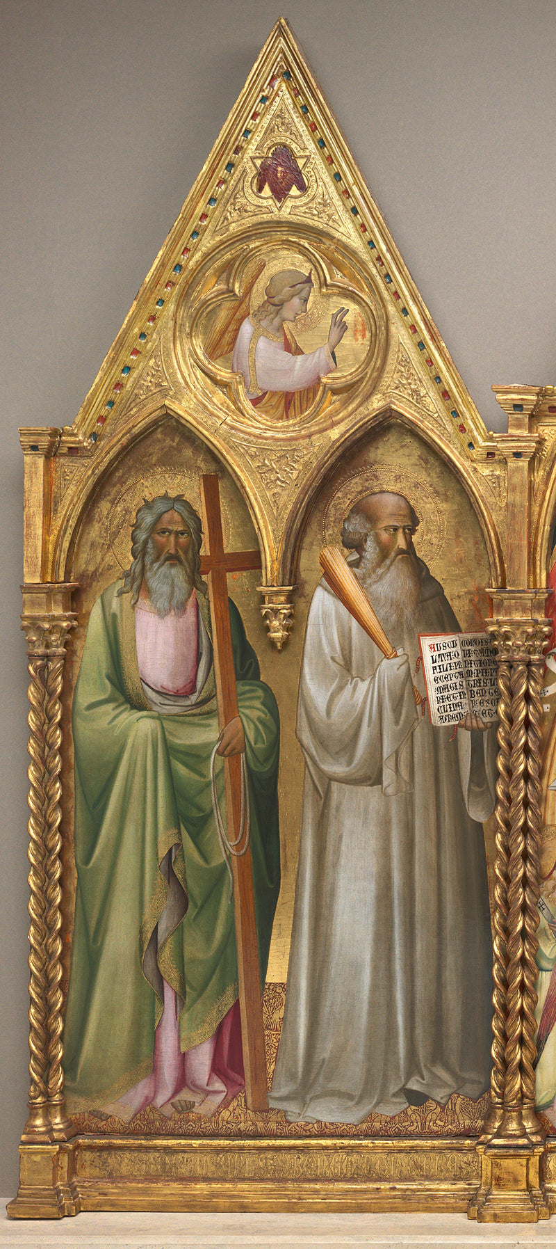 Saint André ve Saint Benoît ve Arkanjel Gabriel ile [sol panel] - Agnolo Gaddi