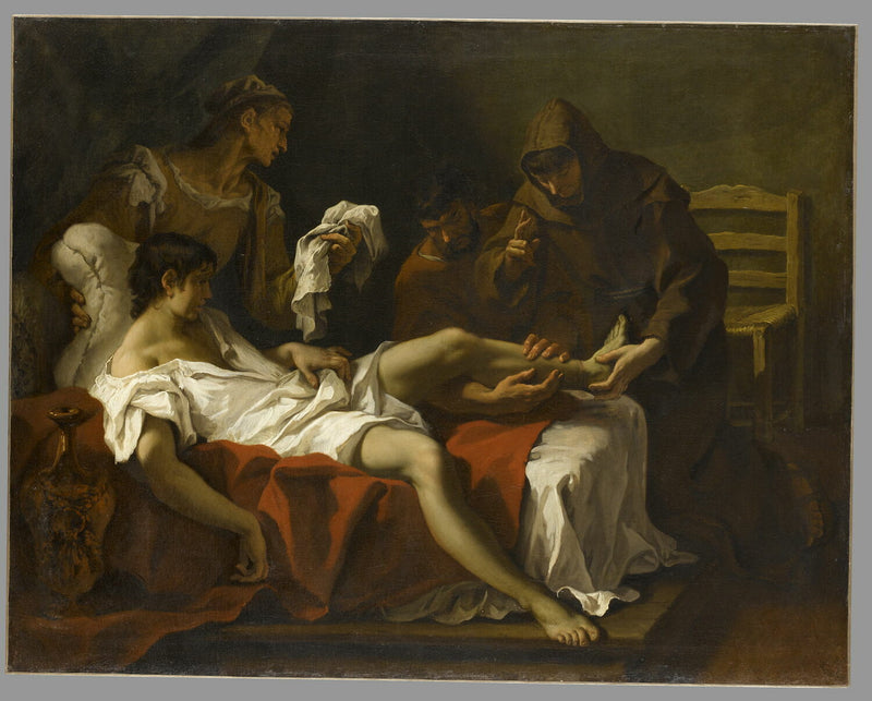 Padova Saint Antoine, annesini cezalandırmak için ayağını kesen genç bir adamı iyileştiriyor - Sebastiano Ricci