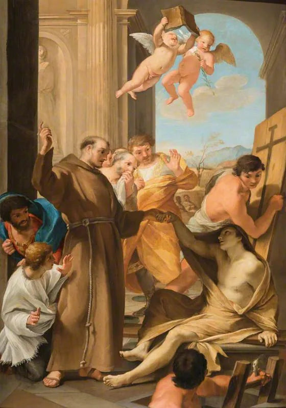 Saint Antoine de Padoue dirilen bir ölüyü - Andrea Sacchi