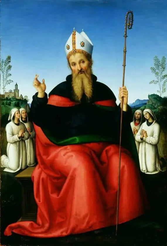 Saint Augustin ve Perugia Kardeşliği üyeleri - Pietro Perugino