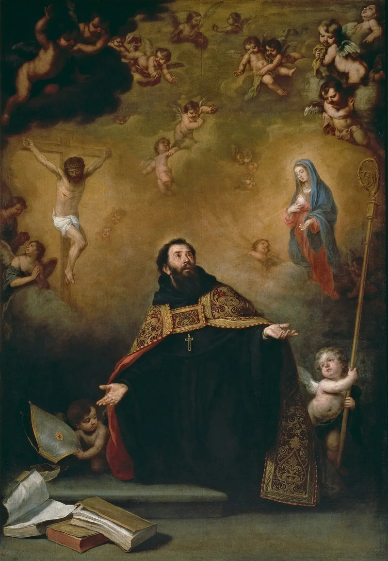 Aziz Augustin, İsa ve Meryem Ana arasında - Bartolomé Esteban Murillo