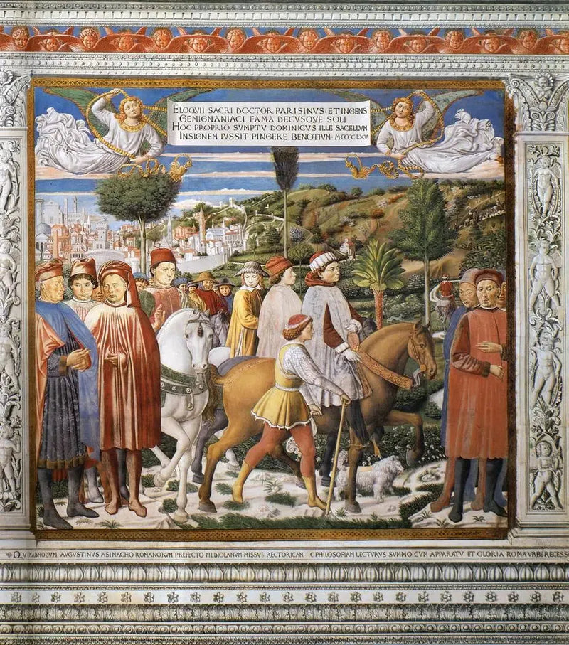 Aziz Augustin Milan'a giderken (sahne 7, güney duvar) - Benozzo Gozzoli