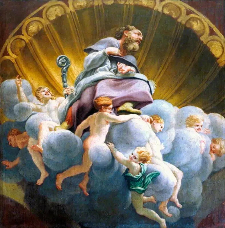 Saint Bernard Meleklere Çevrili (Parma Katedrali Kubbesi Fresk Kopyası) - Antonio da Correggio