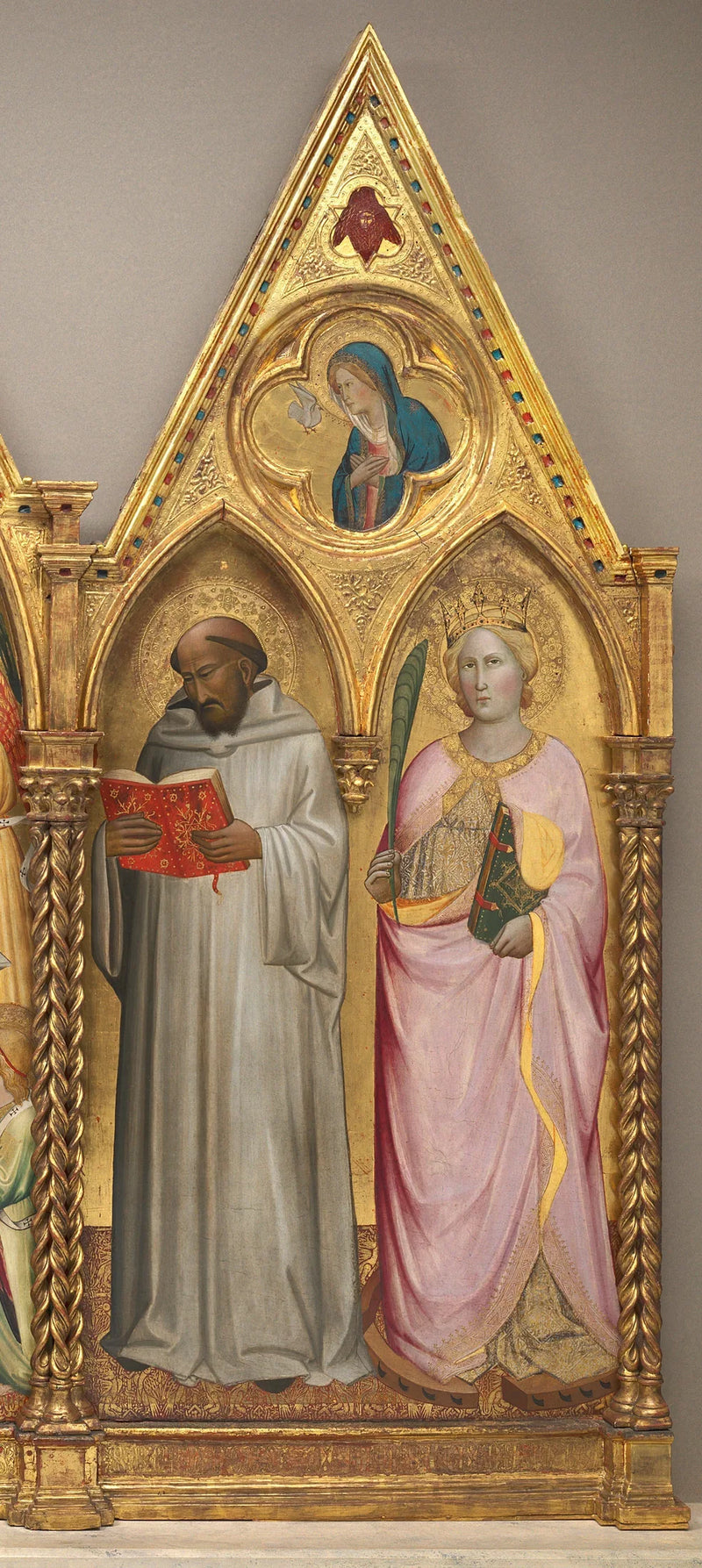 Saint Bernard ve Aziz Catherine Aleksandralı ile Müjdeci Meryem [sağ panel] - Agnolo Gaddi