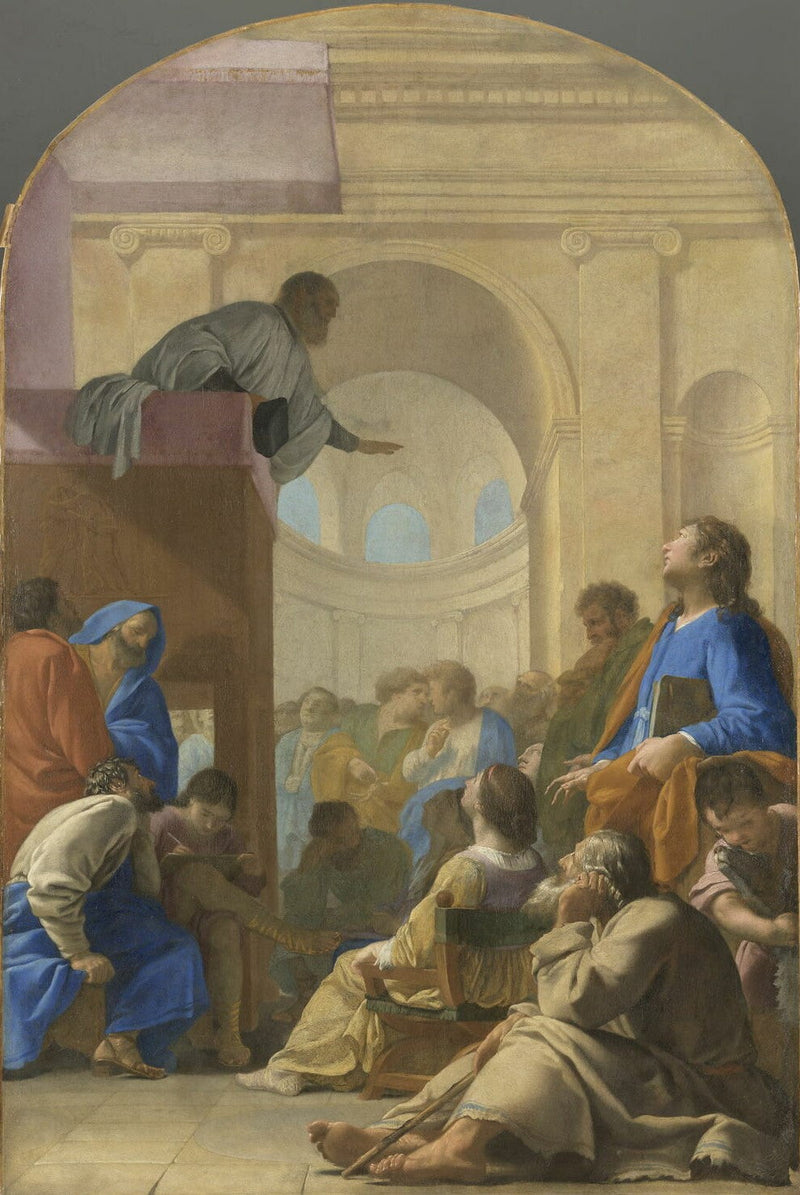 Saint Bruno Raymond Diocres vaazını dinliyor - Eustache Le Sueur