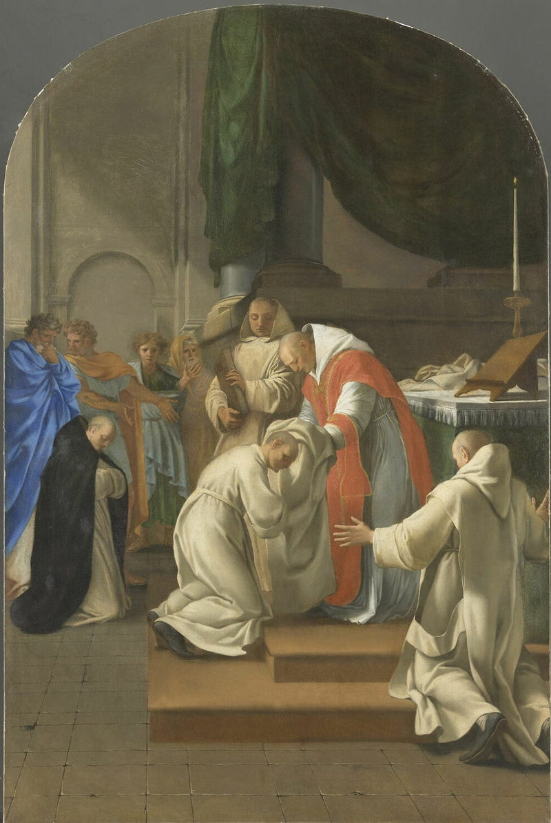 Saint Bruno birçok kişiye kıyafet giydiriyor - Eustache Le Sueur