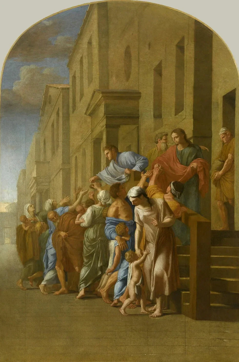 Saint Bruno ve yoldaşları, Grenoble'a gitmeden önce, tüm mallarını yoksullara dağıtıyorlar - Eustache Le Sueur