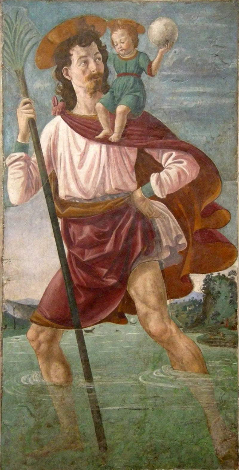 Saint Christophe Çocuk İsa'yı Taşıyor - Domenico Ghirlandaio