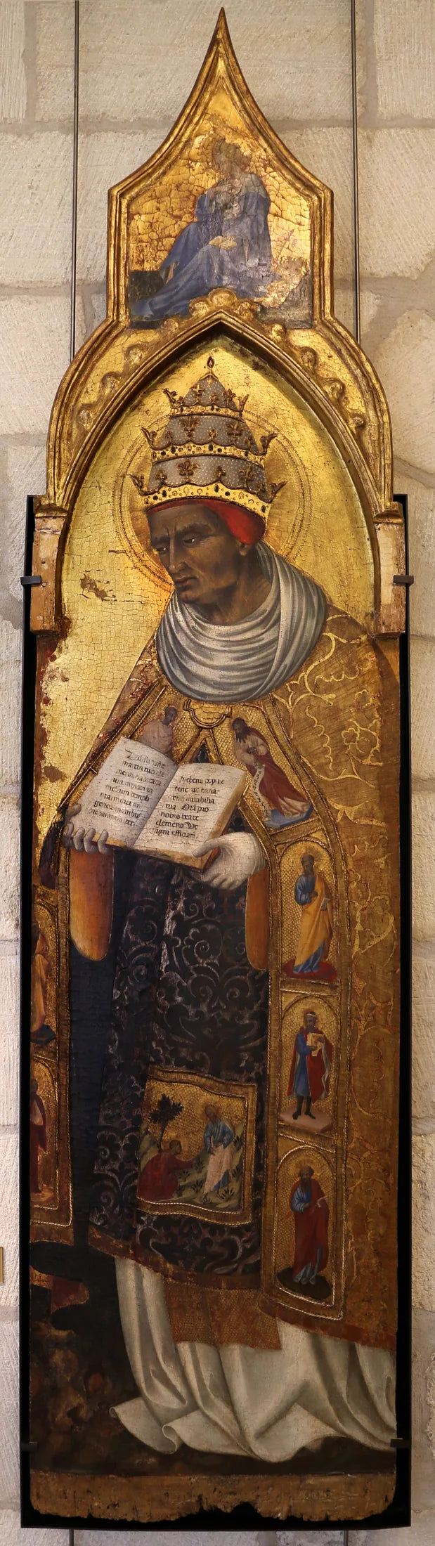 Saint Clément (üstte: Müjdeci Meryem) - Giovanni di Paolo
