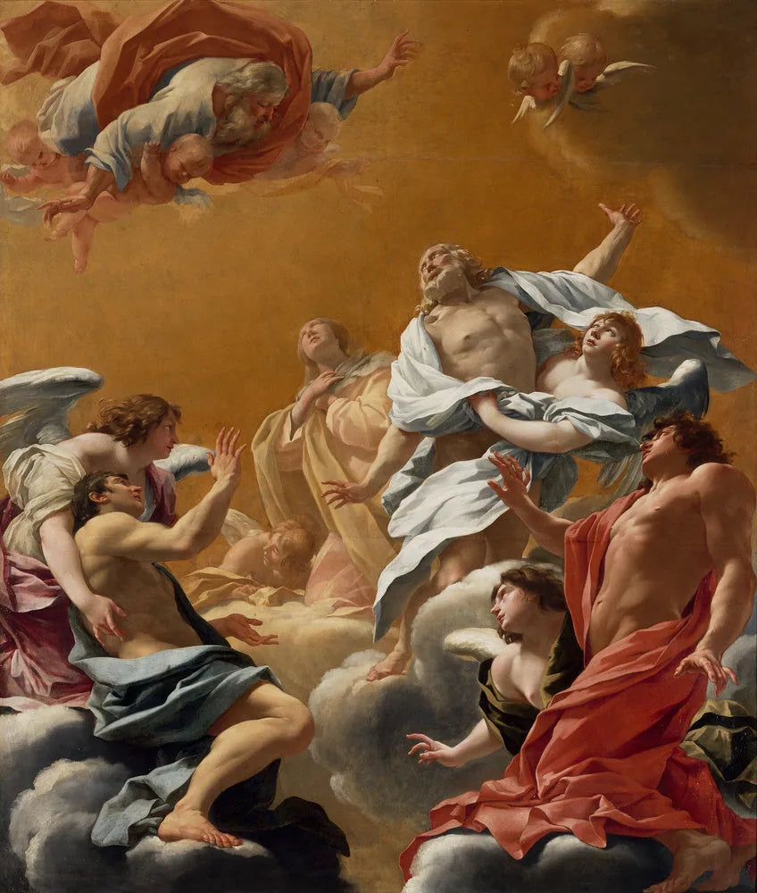 Saint Eustache ve ailesi gökyüzüne yükseliyor - Simon Vouet