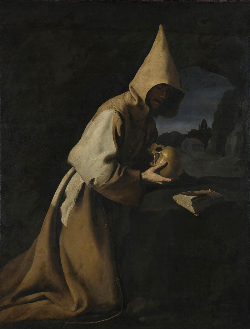 Saint François diz çökerek meditasyon yaparken - Francisco de Zurbarán