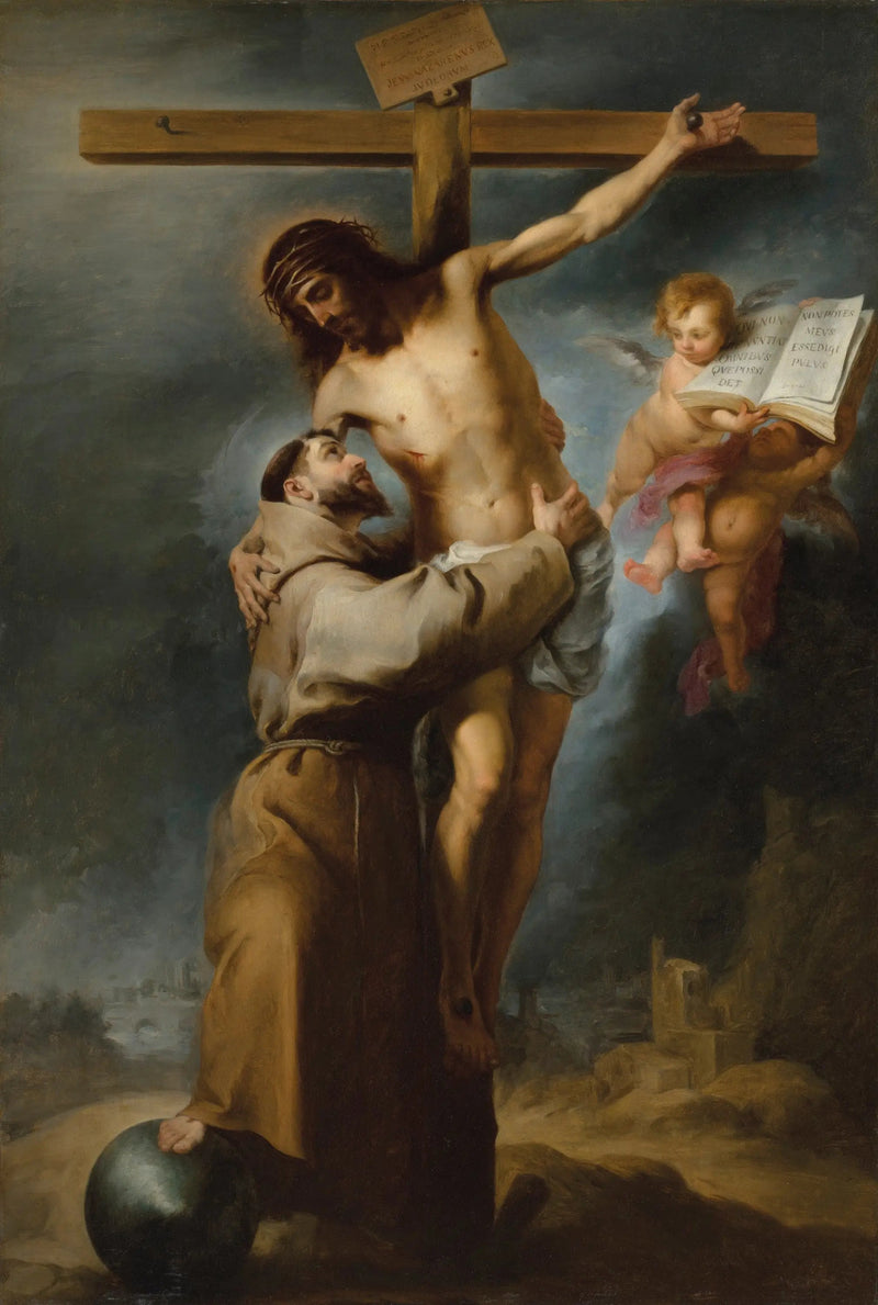 Assisli Aziz Fransisak ölü İsa'yı öpüyor - Bartolomé Esteban Murillo