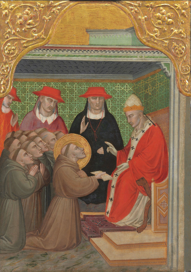 Saint François Papazın Önünde (Franciscan Kuralının Onaylanması) - Spinello Aretino