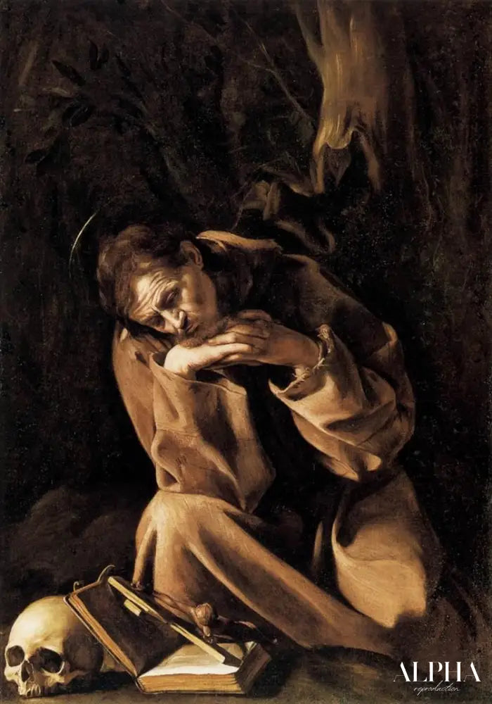 Saint François en méditation sur le crucifix - Caravage - Reproductions de tableaux et peintures haut de gamme