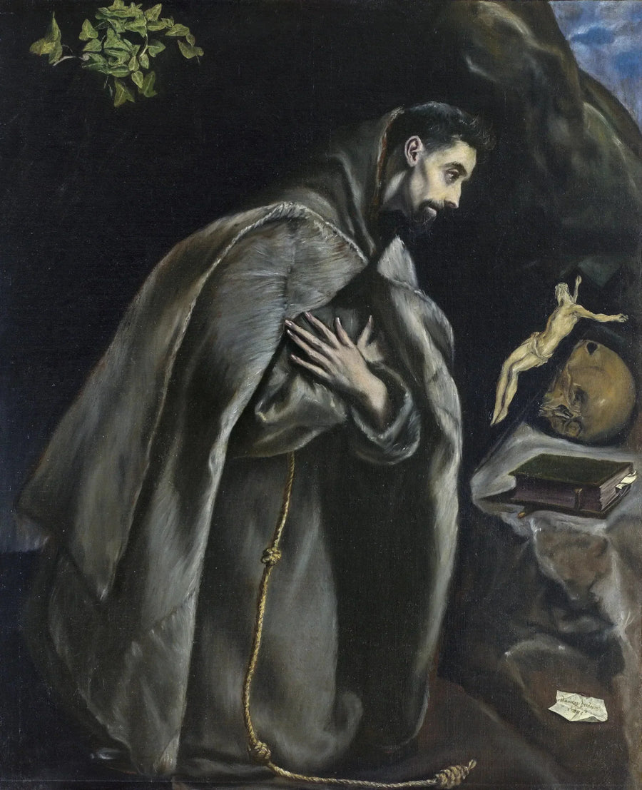 El Greco Saint François Dua Ederken Çarmıha Gerilmiş İsa'nın Önünde