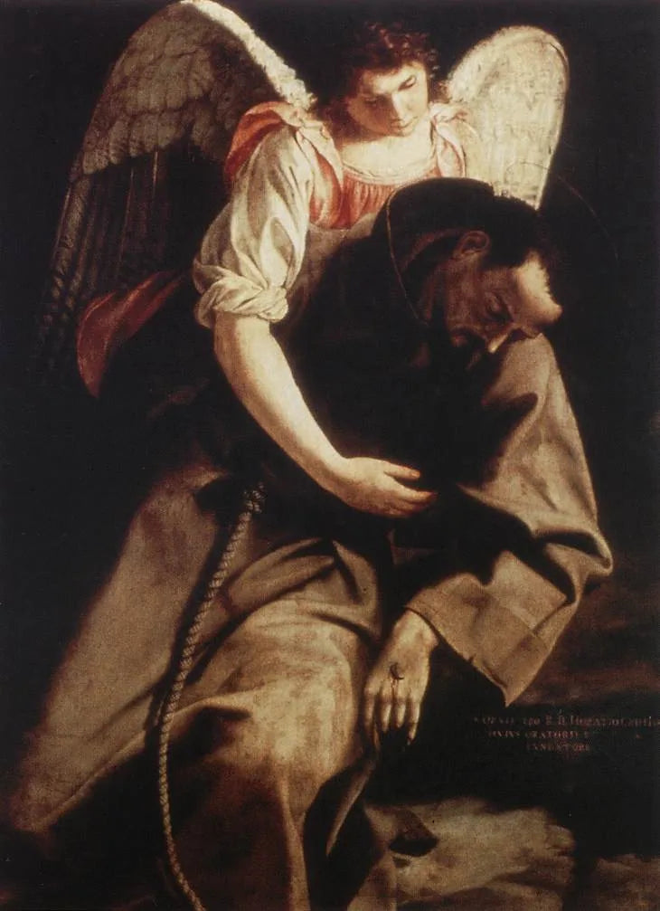 Aziz Fransis ve Melek - Orazio Gentileschi