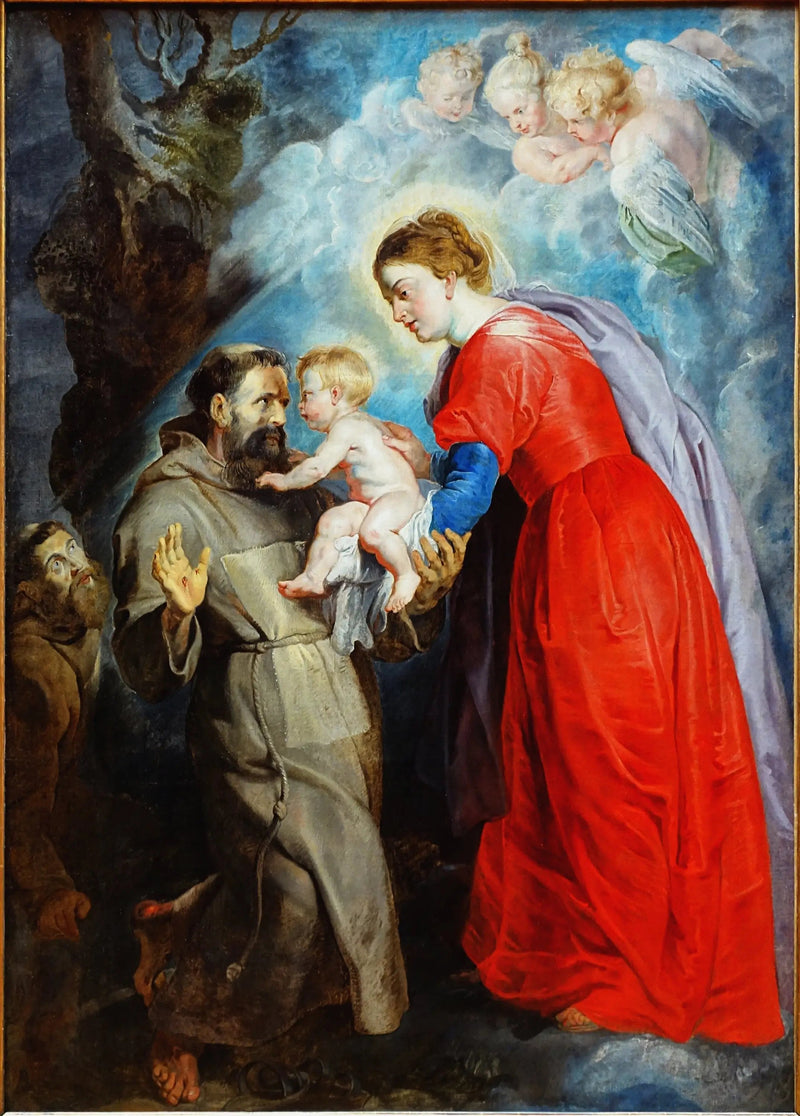 Aziz Fransis, Meryem Ana'nın ellerinden çocuk İsa'yı alırken - Peter Paul Rubens
