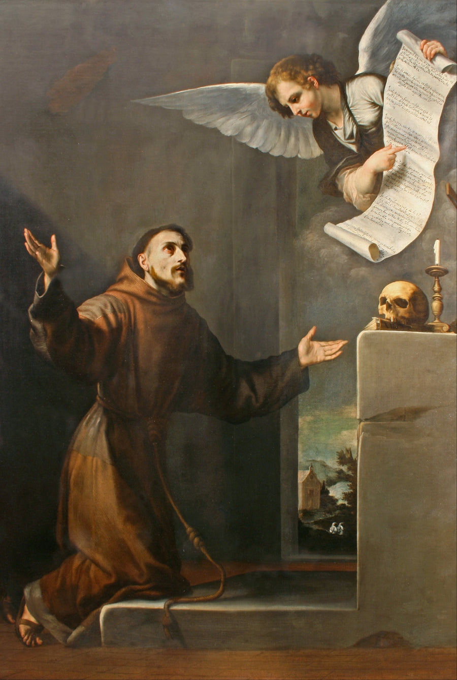 Saint François, Meleğin Yedi ayrıcalığını alıyor - Jusepe de Ribera