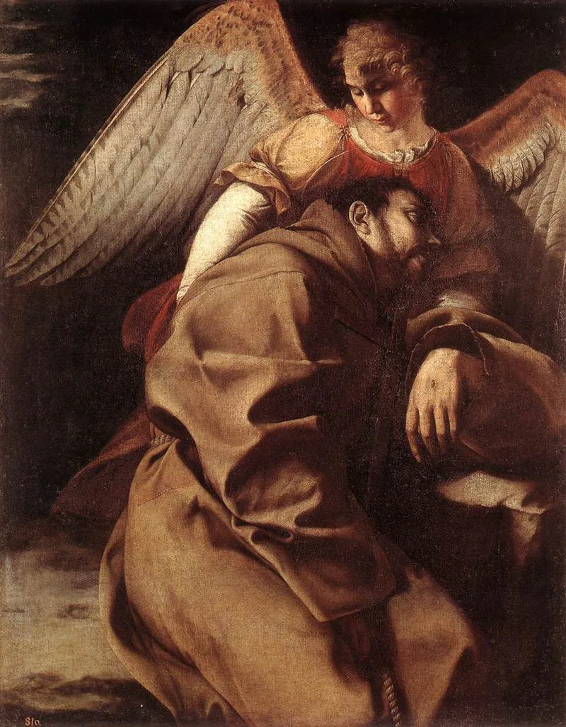 Saint François desteklenen bir melek tarafından - Orazio Gentileschi
