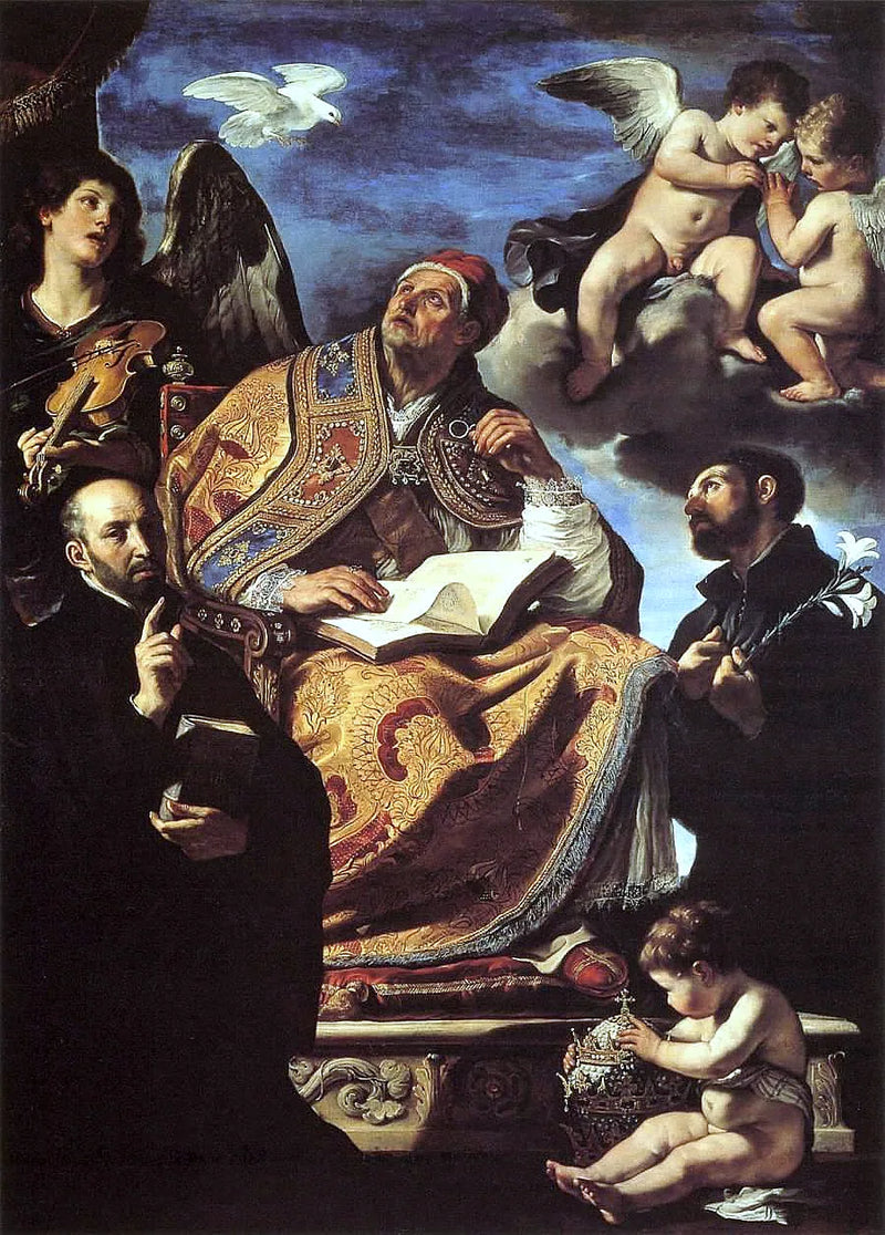 Saint Gregoire le Grand ve Jesuit azizlerle - Guercino