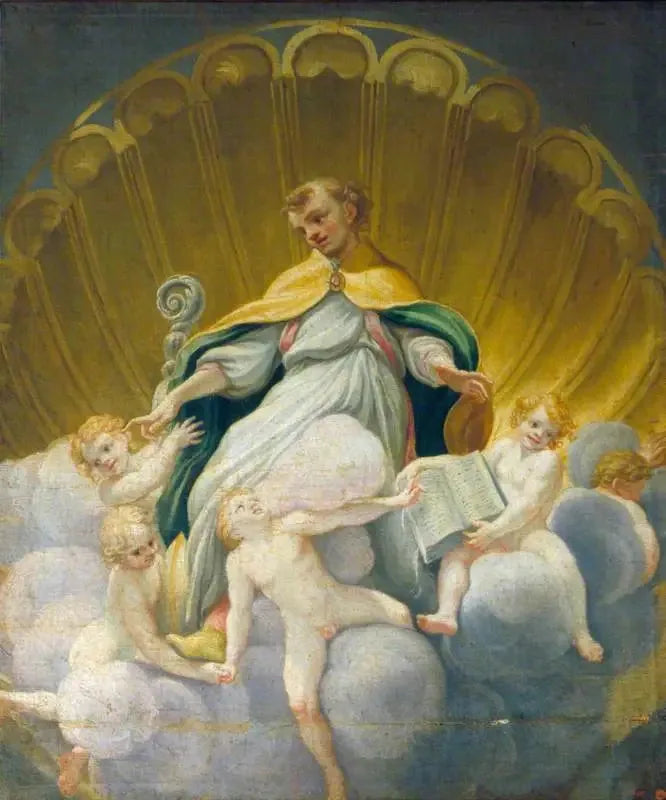 Saint Hilaire Meleklere Çevrili (Parma Katedrali Kubbesi Freskinin Kopyası) - Antonio da Correggio