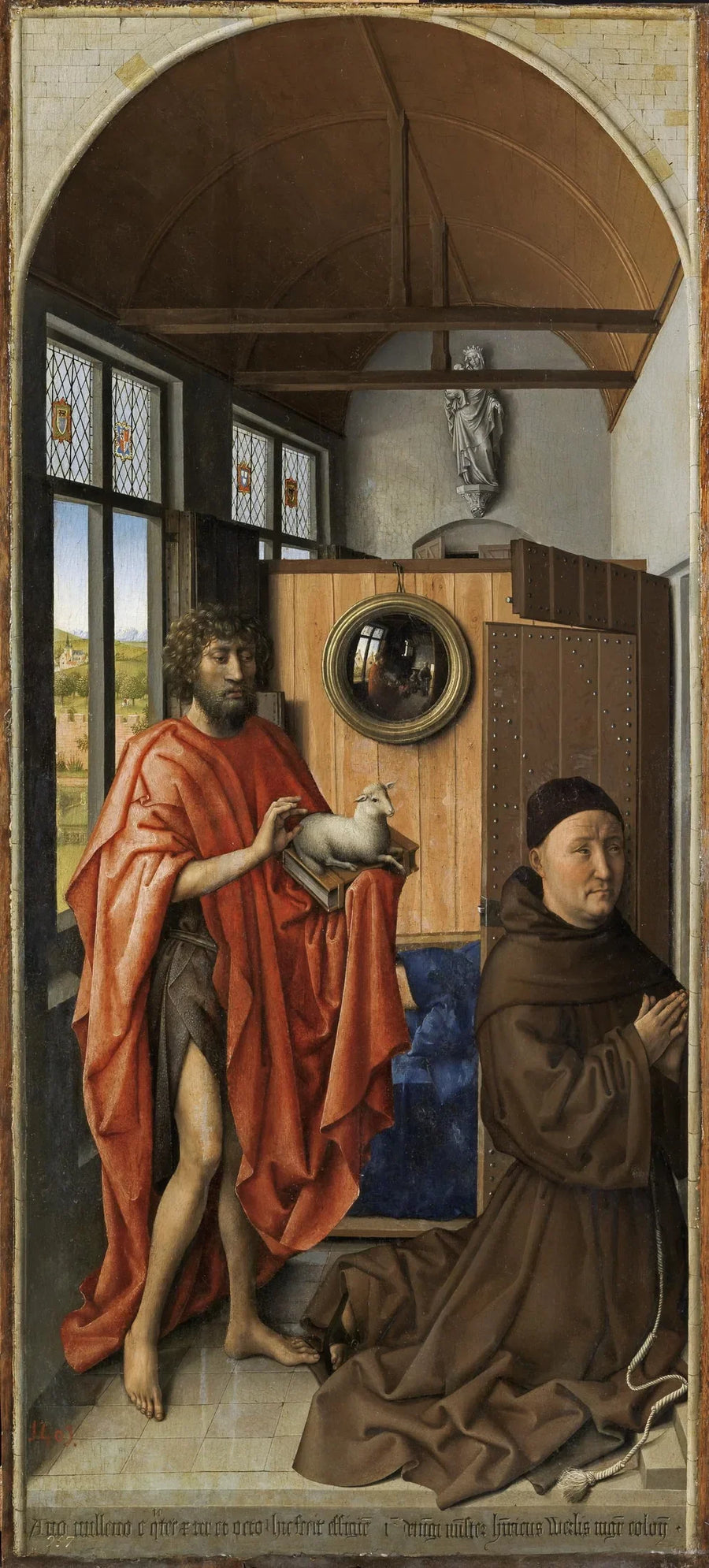 Saint Jean-Baptiste ve Fransız Franciskan rahip Henri de Werl - Robert Campin