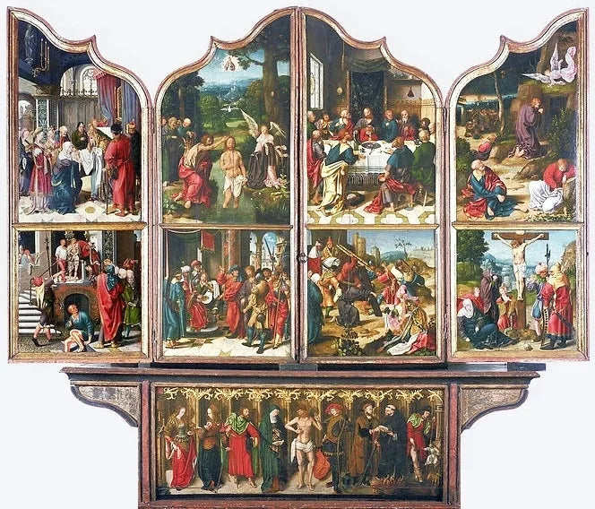 Saint-Jean-Baptiste ve Saint Renaud (detay). - Joos van Cleve