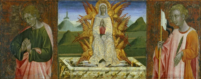 Saint Jean İncili, Meryem Ana'nın Göğe Kabulü ve Aziz Ansanus - Giovanni di Paolo