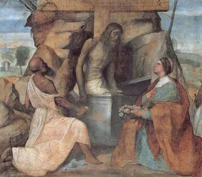 Aziz Jerome ve Aziz Dorothée mezarda İsa'yı seviyor - Alessandro Bonvicino